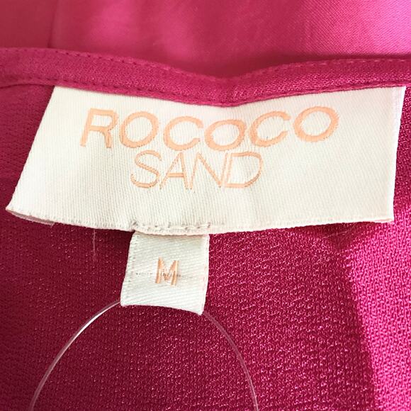 Rococo Sand Poppy Magenta Pink Satin Ruched Long Sleeve Mini Dress Size M NWT - Picture 7 of 11